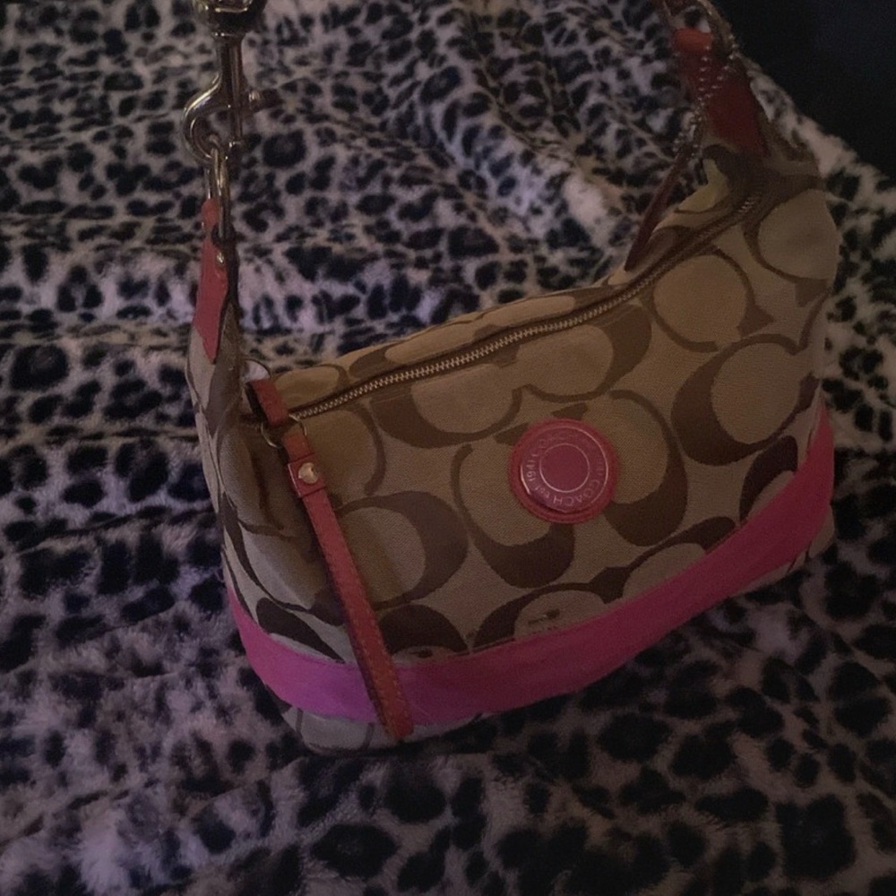 Stylish Tan and Pink Shoulder Bag